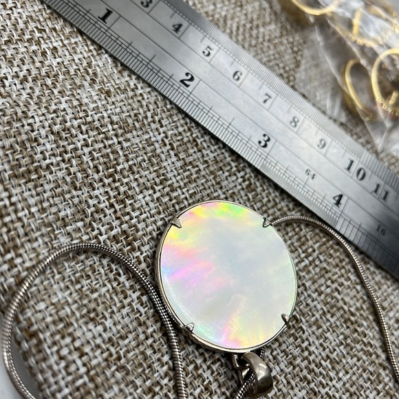 Vintage Sterling Silver Marcasite & MOP Swirl Pendant Necklace 16" - Picture 14 of 17